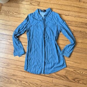 Lulu's Denim Blue Button-Up Shirt dress